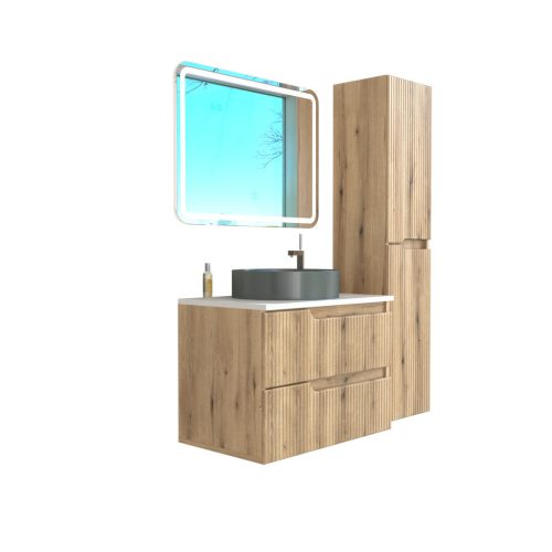 Piramida EURIDIKA fali fürdőszobabútor - mosdópult mosdó nélkül -2 fiókos - PINO TÖLGY - 75 x 48 x 53 cm