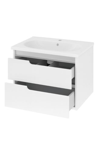 Piramida EURIDIKA fali fürdőszobabútor - műmárvány mosdóval -2 fiókos - 75 x 48 x 53 cm