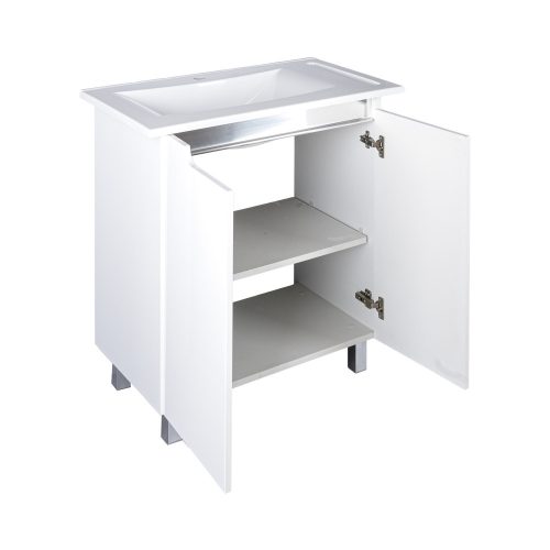 Piramida EURIDIKA fali /álló fürdőszobabútor - műmárvány mosdóval - 2 ajtós - 82 x 73 x 46 cm