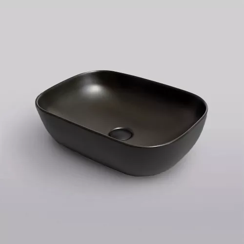 Eros SMILE 3 - PULTRA ültethető - Top Counter - porcelán mosdó - MATT FEKETE - 46,5 x 32,5 x 13 cm