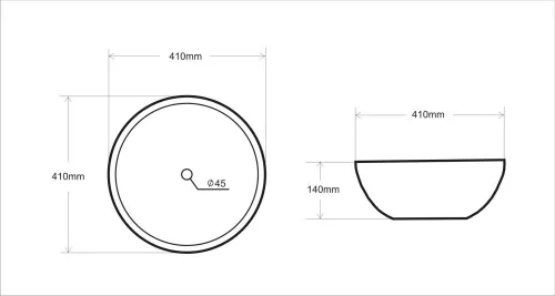 Eros RAISE - PULTRA ültethető - Top Counter - porcelán mosdó - MATT FEKETE - O - Ø 41 cm