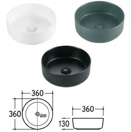 Eros SIMPLE 8 - PULTRA ültethető - Top Counter - porcelán mosdó - 36 x 36 x 13 cm