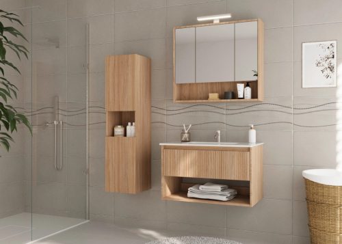 TMP SLIM STRIPE 75 fali függesztett fürdőszobabútor - SKY E-8099-75 porcelán mosdóval - 75 x 46 cm