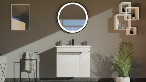 TMP VISION 60 fali függesztett fürdőszobai bútor - SKY E-8099-60 porcelán mosdóval - 61 x 46 x 56 cm