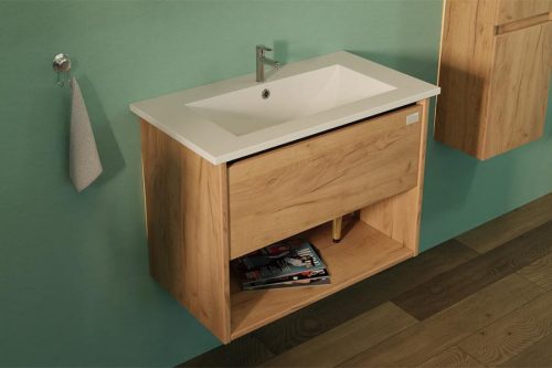 TMP NORD CRAFT 60 fali függesztett fürdőszobabútor - SKY E-8099-60 porcelán mosdóval- 61 x 46 cm