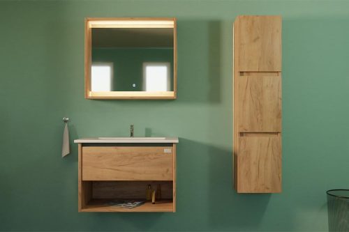 TMP NORD CRAFT 60 fali függesztett fürdőszobabútor - SKY E-8099-60 porcelán mosdóval- 61 x 46 cm