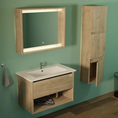 TMP NORD CRAFT 60 fali függesztett fürdőszobabútor - SKY E-8099-60 porcelán mosdóval- 61 x 46 cm