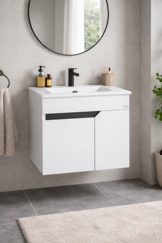 TMP VISION 55 fali függesztett fürdőszobai bútor - SKY E-8099-55 porcelán mosdóval - 55 x 46 cm