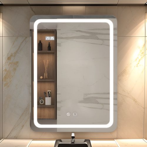 Viva AURA fürdőszoba tükör - érintőkapcsolós - páramenetesítős - órával - LED - ÁLLÓ - 60 x 80 cm