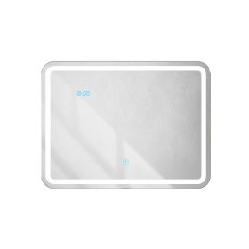   Viva AURA fürdőszoba tükör - érintőkapcsolós - páramenetesítős - órával - LED - FEKVŐ - 80 x 60 cm