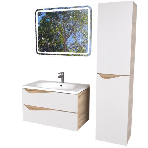 Viva AURA fürdőszoba tükör - érintőkapcsolós - páramenetesítős - órával - LED - FEKVŐ - 80 x 60 cm