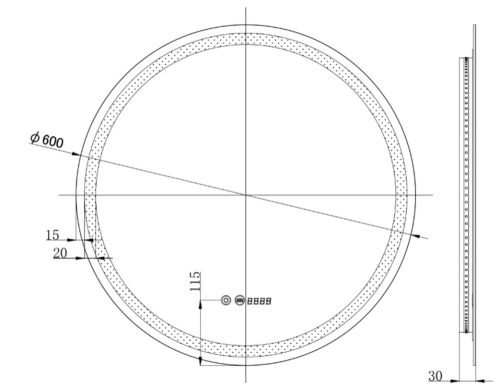 Viva AURA fürdőszoba tükör - érintőkapcsolós - páramenetesítős - órával - LED - KEREK - átmérő 60cm