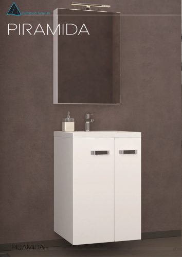 Piramida EURIDIKA 50L fali / álló fürdőszobabútor - műmárvány mosdóval - 50 x 75 x 38 cm