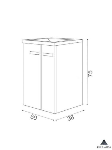 Piramida EURIDIKA 50L fali / álló fürdőszobabútor - műmárvány mosdóval - 50 x 75 x 38 cm