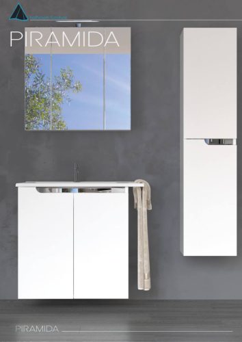 Piramida AKVA Tükrös fürdőszobai szekrény - LED világítással - 75 x 69 x 15 cm