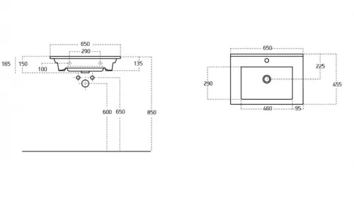 Sanovit ATRIA - porcelán mosdókagyló - 65 x 45,5 cm