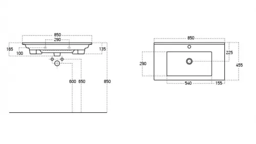 Sanovit ATRIA - porcelán mosdókagyló - 85 x 45,5 cm