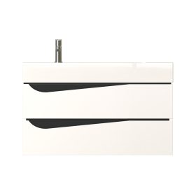   Piramida EURIDIKA fali fürdőszobabútor - műmárvány mosdóval -2 fiókos - ALPINFEHÉR-FEKETE - 90 x 41 x 56 cm