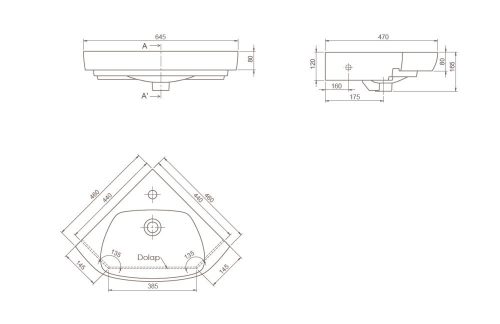 VivaStyle ARDA fali sarokszekrény CeraStyle ARDA porcelán sarokmosdóval 46 x 46 cm - BALOS