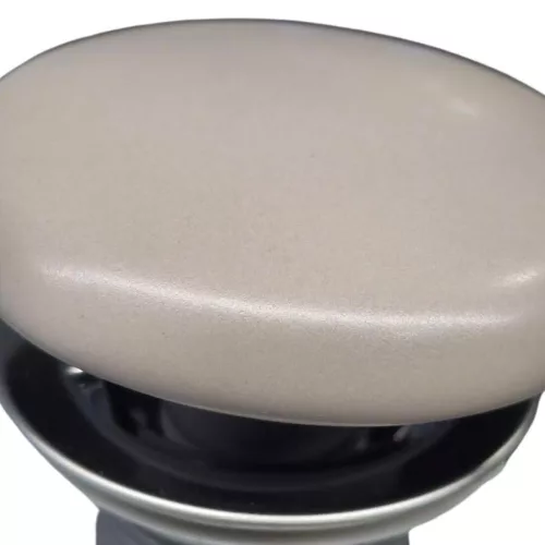 Klikk - klakk leeresztő - MATT BÉZS - porcelán- túlfolyó NÉLKÜLI mosdókagylóhoz- 5/4"- Ø 73 mm