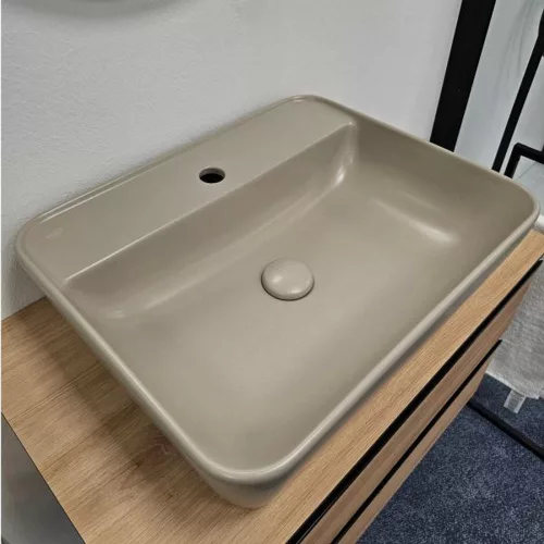 Klikk - klakk leeresztő - MATT BÉZS - porcelán- túlfolyó NÉLKÜLI mosdókagylóhoz- 5/4"- Ø 73 mm