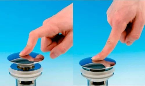 Klikk - klakk leeresztő - FÉNYES FEHÉR - porcelán - túlfolyós mosdókagylóhoz - 5/4" - Ø 73 mm