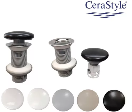 Klikk - klakk leeresztő - MATT FEKETE - porcelán - túlfolyós mosdókagylóhoz - 5/4" - Ø 73 mm