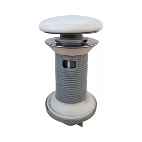 Klikk - klakk leeresztő - MATT FEHÉR - porcelán - túlfolyós mosdókagylóhoz - 5/4" - Ø 73 mm