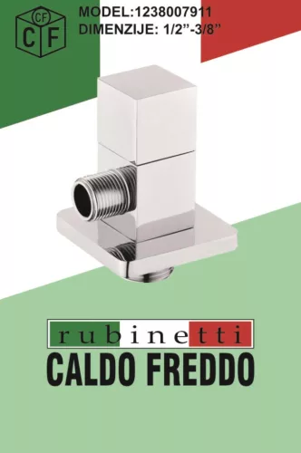 Caldo Freddo QUADRO - sarokszelep - KRÓM - kerámiabetétes - 1/2 " - 3/8"