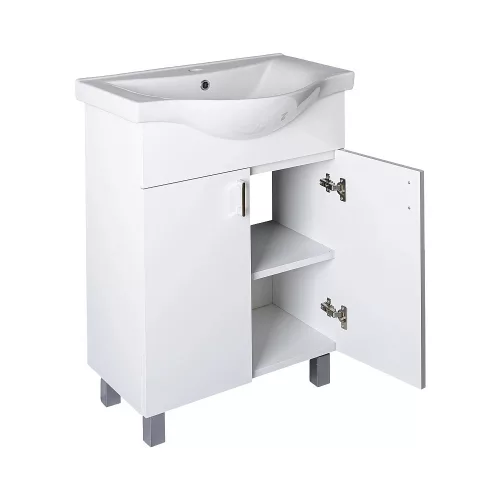 VivaStyle EKONOMIK 55 lábon álló 2 ajtós fürdőszobabútor Sanovit ALBATROS 10055 mosdókagyló 55x45cm