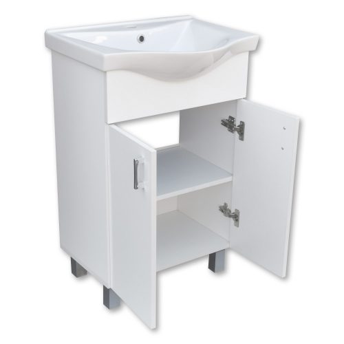 VivaStyle EKONOMIK 65 lábon álló 2 ajtós fürdőszobabútor Sanovit ALBATROS 10065 mosdóval 64,5x46,5