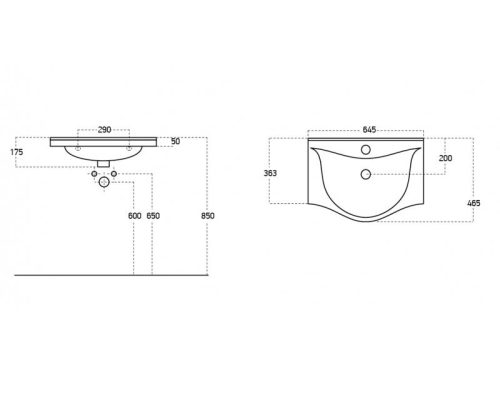 VivaStyle EKONOMIK 65 lábon álló 2 ajtós fürdőszobabútor Sanovit ALBATROS 10065 mosdóval 64,5x46,5
