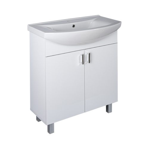 VivaStyle EKONOMIK 75 lábon álló 2 ajtós fürdőszobabútor Sanovit ZENON 6075 mosdóval 75 x 50 cm