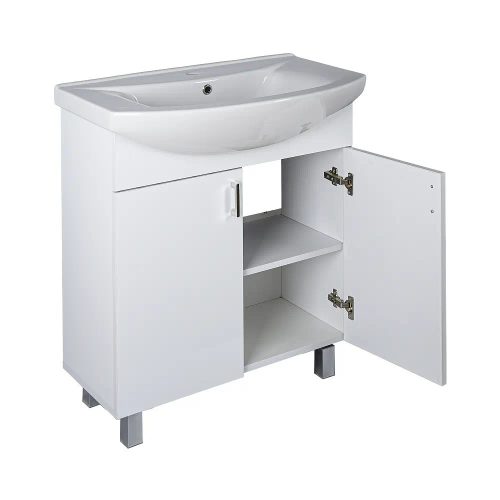 VivaStyle EKONOMIK 75 lábon álló 2 ajtós fürdőszobabútor Sanovit ZENON 6075 mosdóval 75 x 50 cm