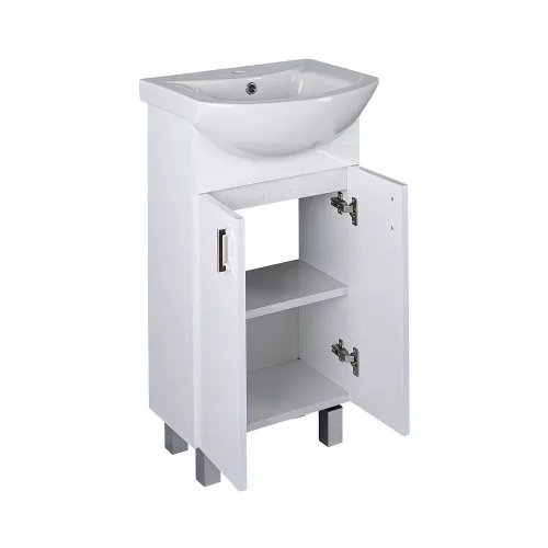 VivaStyle EKONOMIK 45 lábon álló 2 ajtós fürdőszoba bútor Sanovit ZENON 6045 mosdóval 45 x 40 cm