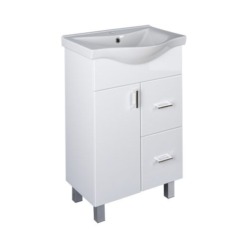 VivaStyle BIANKA 55 lábon álló fürdőszobabútor 2 fiókos Sanovit ALBATROS 10055 mosdókagyló 55x45 cm