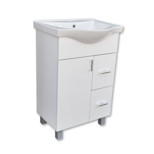 VivaStyle BIANKA 55 lábon álló fürdőszobabútor 2 fiókos Sanovit ALBATROS 10055 mosdókagyló 55x45 cm