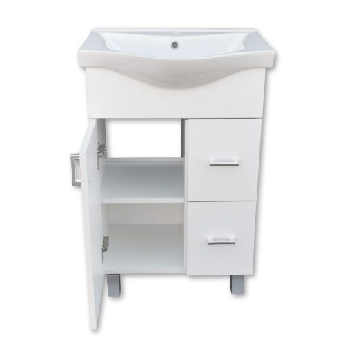 VivaStyle BIANKA 55 lábon álló fürdőszobabútor 2 fiókos Sanovit ALBATROS 10055 mosdókagyló 55x45 cm