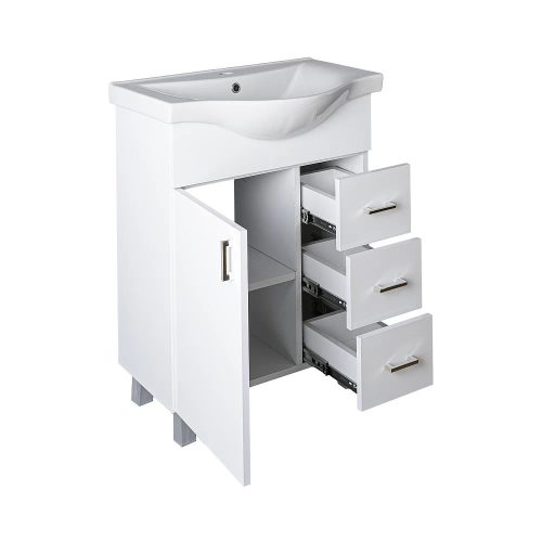 VivaStyle BIANKA 65 lábon álló fürdőszobabútor 3 fiókos Sanovit ALBATROS10065 mosdóval 64,5x46,5cm