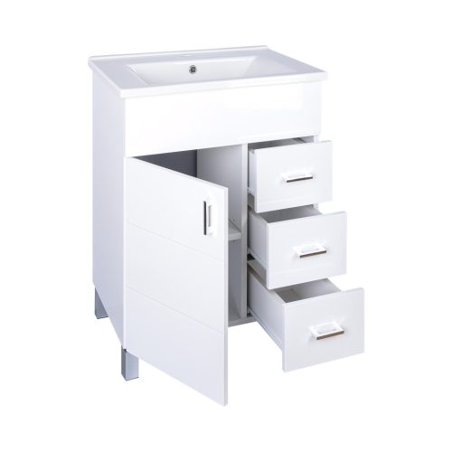 VivaStyle KARINA 75 lábon álló fürdőszobabútor 3 fiókos Sanovit ATRIA 9075 mosdóval 75 x 45,5 cm