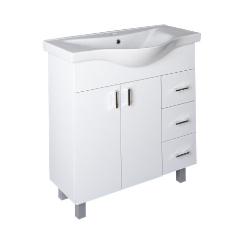 VivaStyle BIANKA 80 lábon álló fürdőszobabútor 3 fiókos Sanovit ALBATROS 10080 mosdóval 80 x 46 cm