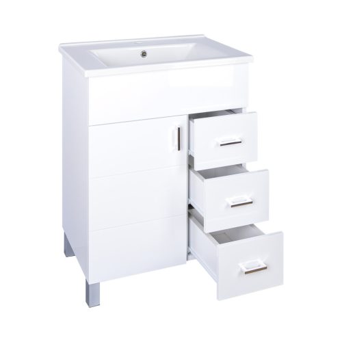 VivaStyle KARINA 85 lábon álló fürdőszobabútor 3 fiókos Sanovit ATRIA 9085 mosdóval 85 x 45,5 cm