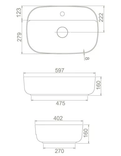 CeraStyle AQUA - PULTRA ültethető - Top Counter - porcelán mosdó - MATT BÉZS - 60 x 40 cm