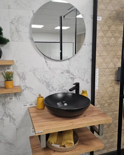 CeraStyle ZERO - PULTRA ültethető - Top Counter - porcelán mosdó - O - MATT FEKETE - Ø 46 cm