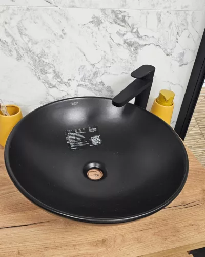 CeraStyle ZERO - PULTRA ültethető - Top Counter - porcelán mosdó - O - MATT FEKETE - Ø 46 cm