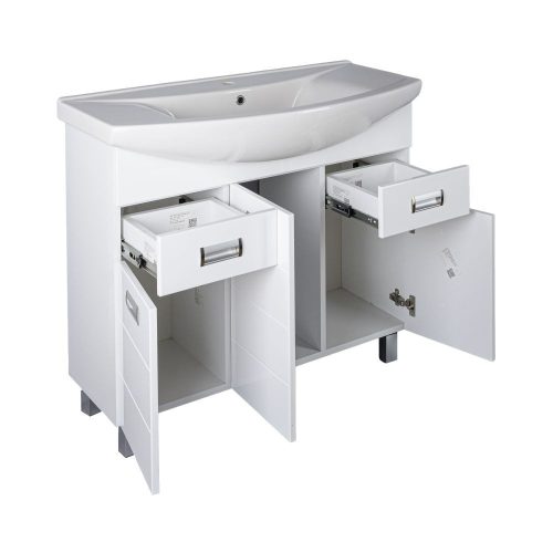 Viva SZQUARE 100 lábon álló fürdőszobabútor Sanovit ZENON 6095 porcelán mosdóval 97 x 51 cm