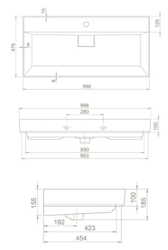 CeraStyle SHARP - MATT BÉZS - porcelán mosdókagyló - 1 csaplyukas - 100 x 48 cm