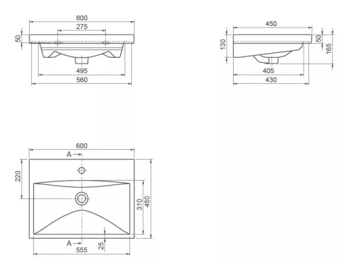 CeraStyle ELITE - porcelán mosdókagyló - 60 x 45 cm