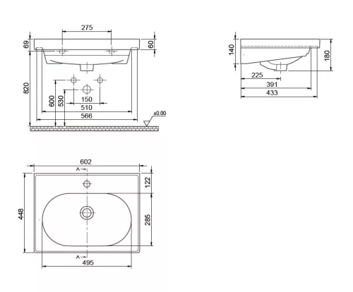 CeraStyle BLUE - porcelán mosdókagyló - 60 x 47 cm