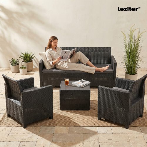 Claire 5 személyes kerti bútor garnitúra párnatartós asztallal